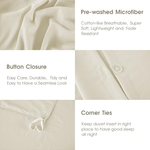 ROSE&RISY Linen Grey King Duvet Cover Set, 3 Pieces Soft Bedding Set