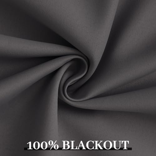 Yakamok 100% Blackout Curtains 52x63 inch Length Charcoal Grey-Bedroom