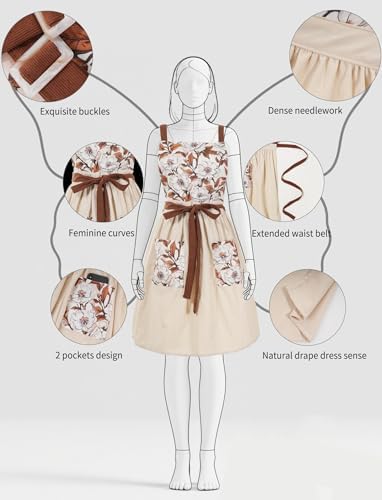 Pinknoke Vintage Pinafore Aprons for Women with Pockets for Kitchen