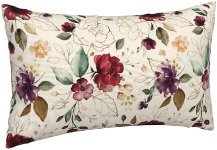 Rose Pillow Covers Vintage Gold Flowers Leaves Decorative Throw