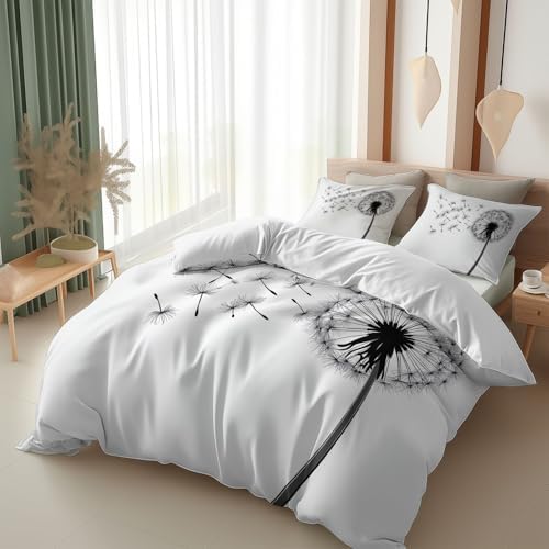 Duvet Cover Queen Size, Reversible Minimalist Botanical Floral Duvet