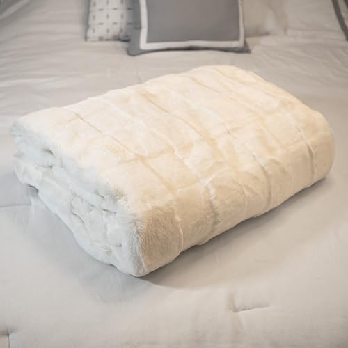 Lavish Home Faux Fur Blanket - 60x80-Inch Queen Size Throw Blanket