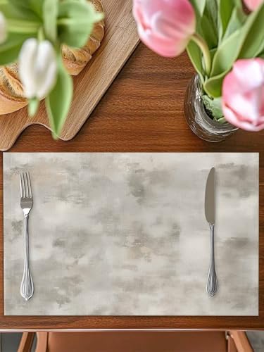 Vintage Beige Placemats for Dining Table Set of 4, Modern Abstract Art