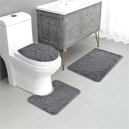3PCS/Set Bath Mats Soft Quick Dry Bathroom Soft Rugs Water Absorption