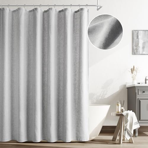 Naturoom Linen Shower Curtain 72 Inch Long for Bathroom Light Grey 1