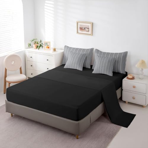 Erosebridal Gray Stripes King 7-Piece Comforter Set | Men Women Kids