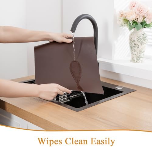 SHACOS Vinyl Placemats Set of 6 Faux LeatherPlace Mat, Chocolate Brown