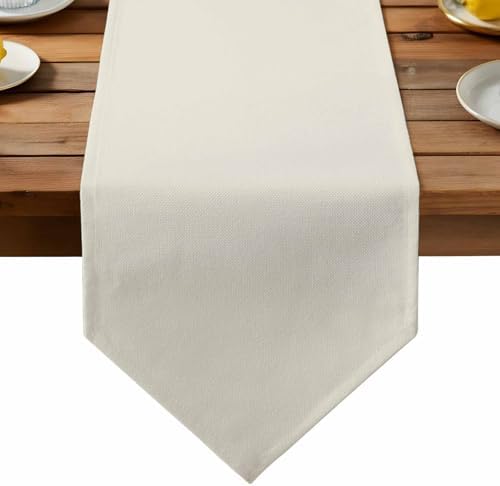 Cream Solid Color Table Runner Linen Burlap Table Runner 108 Inches