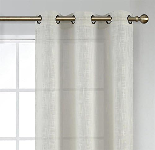 MIUCO Semi Sheer Curtains Poly Linen Textured Solid Grommet Curtains
