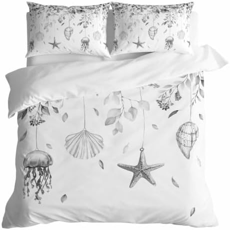 3 Pieces Duvet Cover Starfish Shell Leaves Luxury Soft Comforter Cover