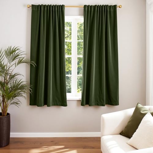 Lazzzy Moss Earthy Curtains Luxury Rod Pocket 52×63 Inch 2 Panels