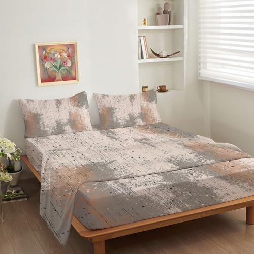 Shrahala Abstract Art Surface Twin XL 4 Piece Sheets Set, Muted Grainy