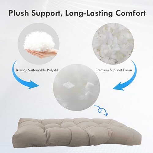 Outdoor Wicker Chair Cushions Set of 3, Waterproof Wicker Cushion for