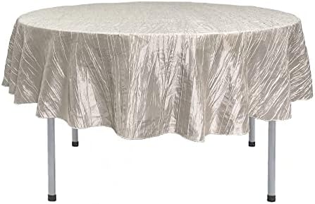 YOUR CHAIR COVERS - 90 Inch Round Crinkle Taffeta Tablecloth - Ivory