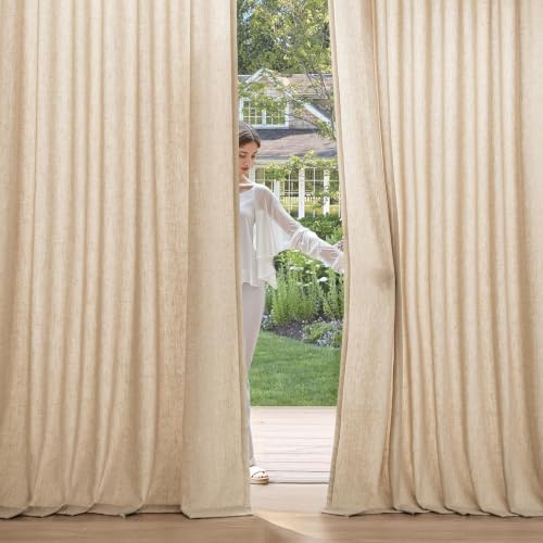 MIULEE Non-See-Through Privacy Linen Curtains 52W x 96L Inch Light