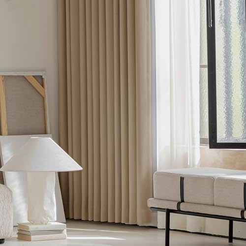 FMFUNCTEX 100% Blackout Brown Curtains 72 Inches for Bedroom, 2 Panels