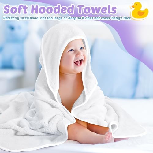 Chumia 6 Pack 30 x 30 in Hooded Baby Bath Towels, Grey/Beige/Purple