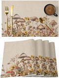 Placemats Set of 8, Mushroom Woven Placemat, Linen Place Mats for
