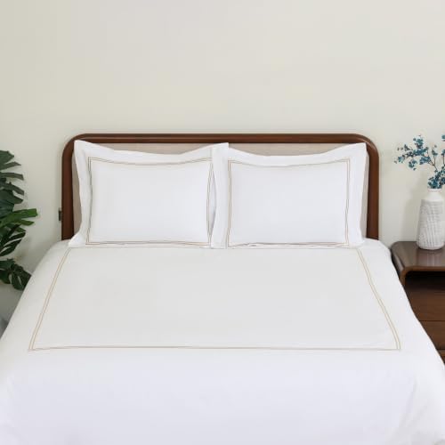 Dreamology White Duvet Cover Queen 100% Cotton Embroidered 3 Pieces