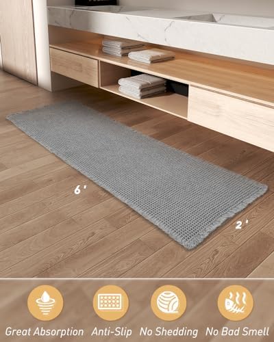 AMOAMI Light Grey, Quick Dry Washable Bathroom Rugs, Extra Soft