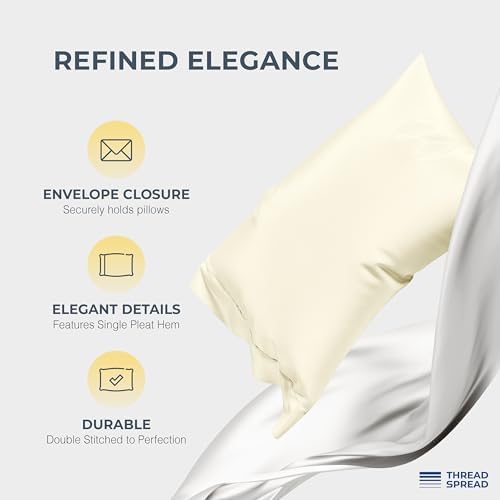 THREAD SPREAD 100% Egyptian Cotton Pillow Cases Queen Size Set of 4