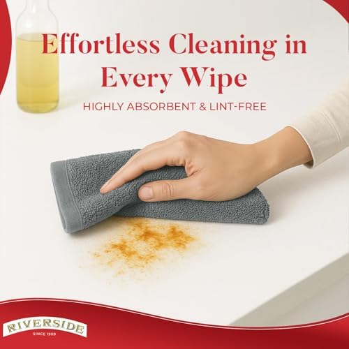 RIVERSIDE 12 Pack Kitchen Bar Mop Towels, 16x19 Inches, 100% Cotton