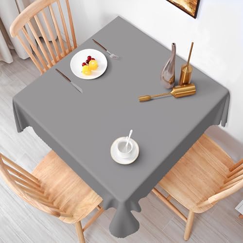 Solid Color Gray Tablecloth Square 70 Inch Casual Pure Color Gray