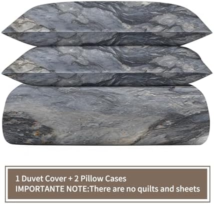 Abstract Marble Duvet Cover King Size, Realistic Marble Look Bedding