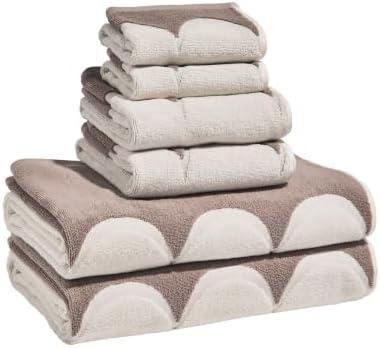 LUGBAR by Drew Barrymore 6-Piece Scallop Bath Towel Set, Soft 100%