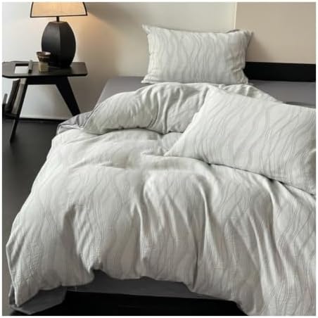 MZP Striped Duvet Cover Set 100% Cotton 4pcs Breathable Durable Soft