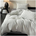 MZP Striped Duvet Cover Set 100% Cotton 4pcs Breathable Durable Soft