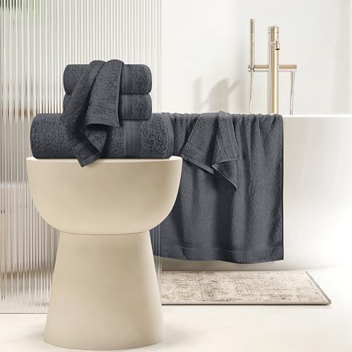MyOwn 6 Piece Towel Set, 100% Combed Cotton - 2 Bath Towels, 2 Hand