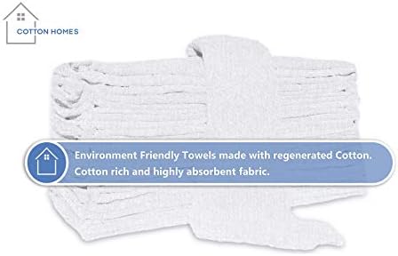 White Shop Towels – 12x14 Inch, 100% Cotton, Pack of 50 + 5 Bonus