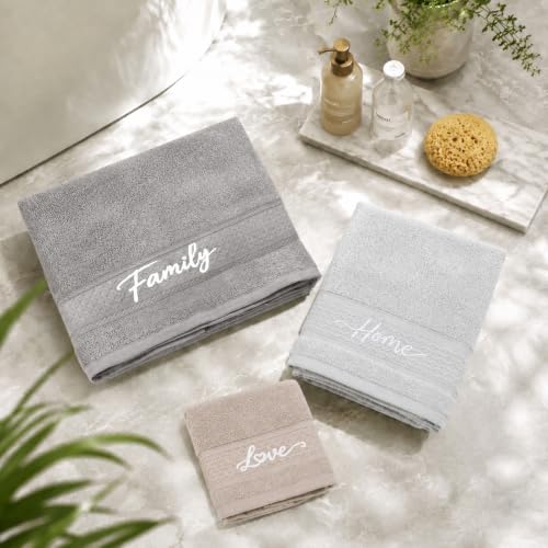 3 Piece Bath Towel Set Cotton Towels with Bath Hand Washcloth for