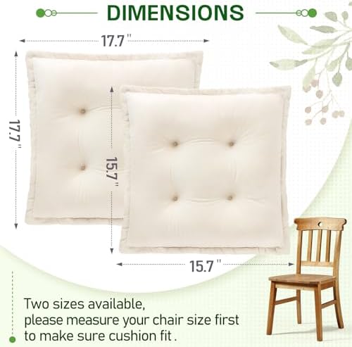 1 MIDDLE ONE Chair Pads Cushions for Dining Chairs, Square Seat