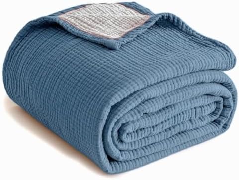 Simple&Opulence 100% Cotton Muslin Blanket Queen Size, Lightweight