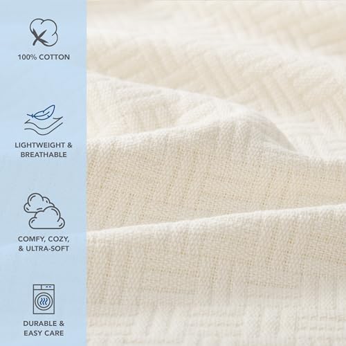 Arkwright Basket Weave King Blanket - 100% Ringspun Cotton All Season
