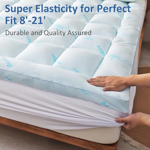 Favorland Mattress Topper Queen Size - Cooling Extra Thick Breathable