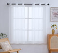 PI White Sheer Curtains 63 Inch Length with Grommet Top,Short Voile