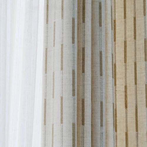 Decorative Back Tab Linen Curtains, Yarn Dyed Jacquard Mudcloth