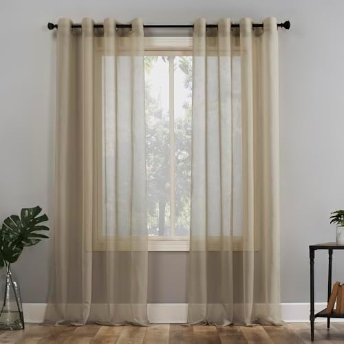 No. 918 Emily Sheer Voile Grommet Curtain Panel, 59" x 84", Stone