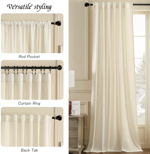 Nemia Ivory White Velvet Curtains Thermal Insulated Blackout Curtain