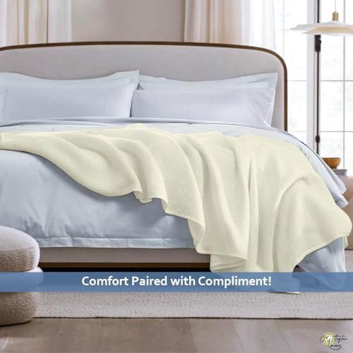 Cottington Lane Throw XL Size Waffle Weave Blanket, Soft Lightweight