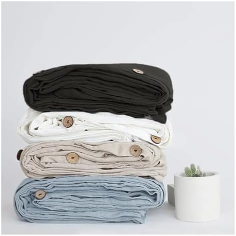 100% Linen Duvet Cover with Button Closures, Natural Flax Solid Colors