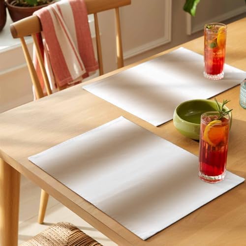 Placemats Set of 8, Khaki White Ombre Cotton Linen Place Mats, Modern