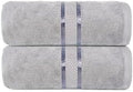 Bath Sheet Set 2 Pack Extra Large, 35x70 in, Light Grey Cotton Bath