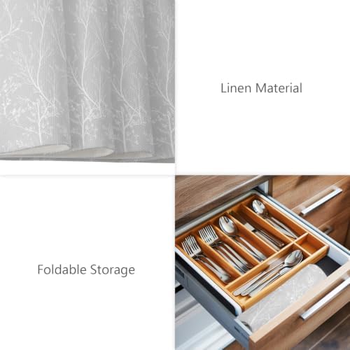 Light Grey Placemats Set of 8 White Tree Branch Botanical Abstract
