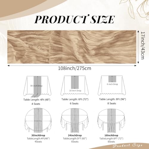10 Pack Beige Cheesecloth Table Runner 17x108 Inch Boho Wedding Decor