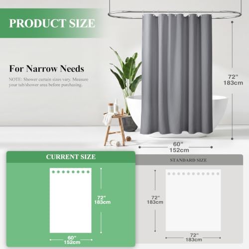 Dynamene Stall Waffle Shower Curtain 256 GSM Heavy Fabric 60x72