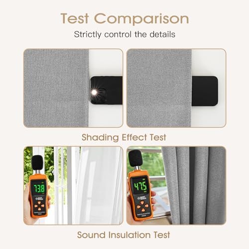 Linen Grey Grommet Blackout Curtains for Bedroom Living Room 63 Inches